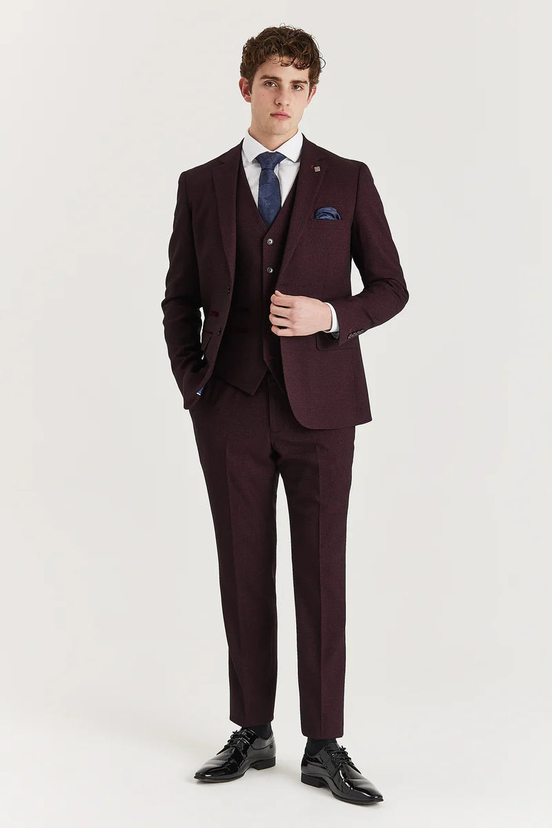 Paul Andrew- Regent Wine Check Trouser