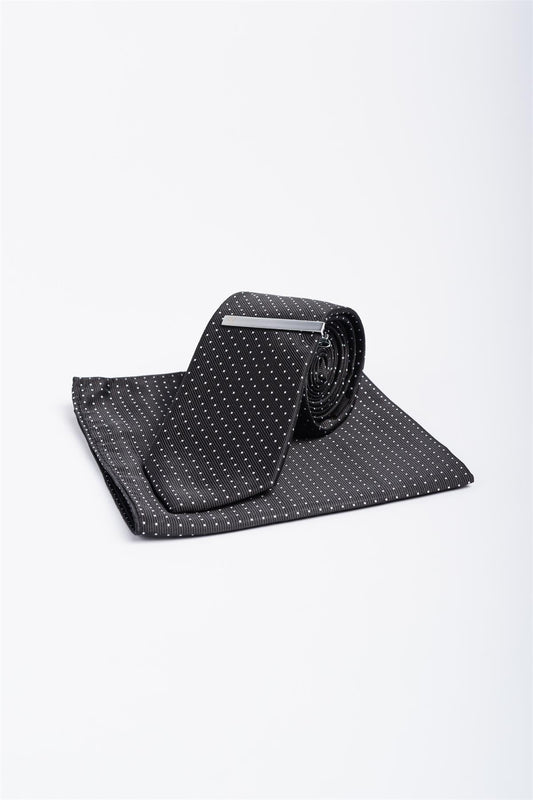 Cavani Black Polka Dot Tie Set