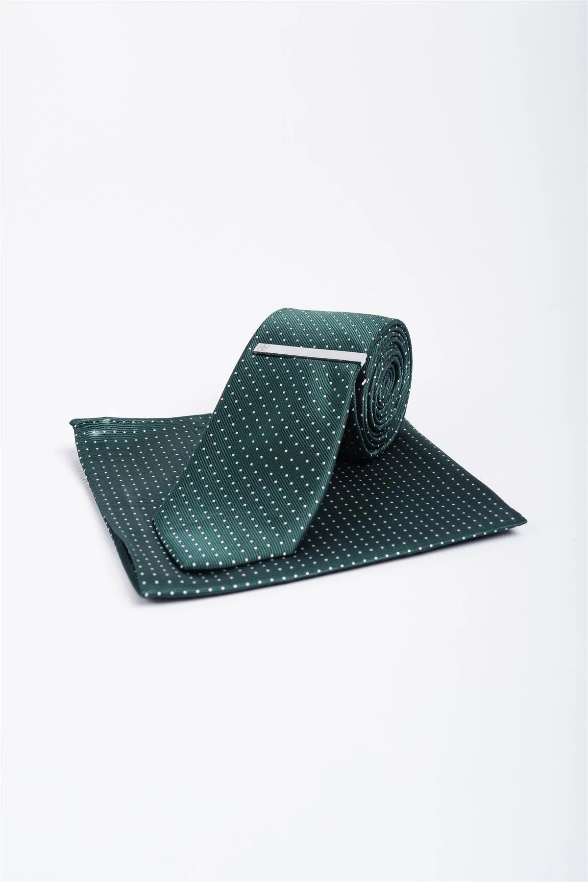 Cavani Green Polka Dot Tie Set