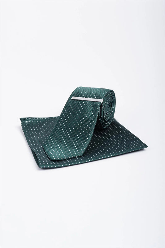 Cavani Green Polka Dot Tie Set