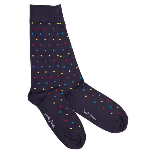 Swole Panda Navy Multi Spotted Socks