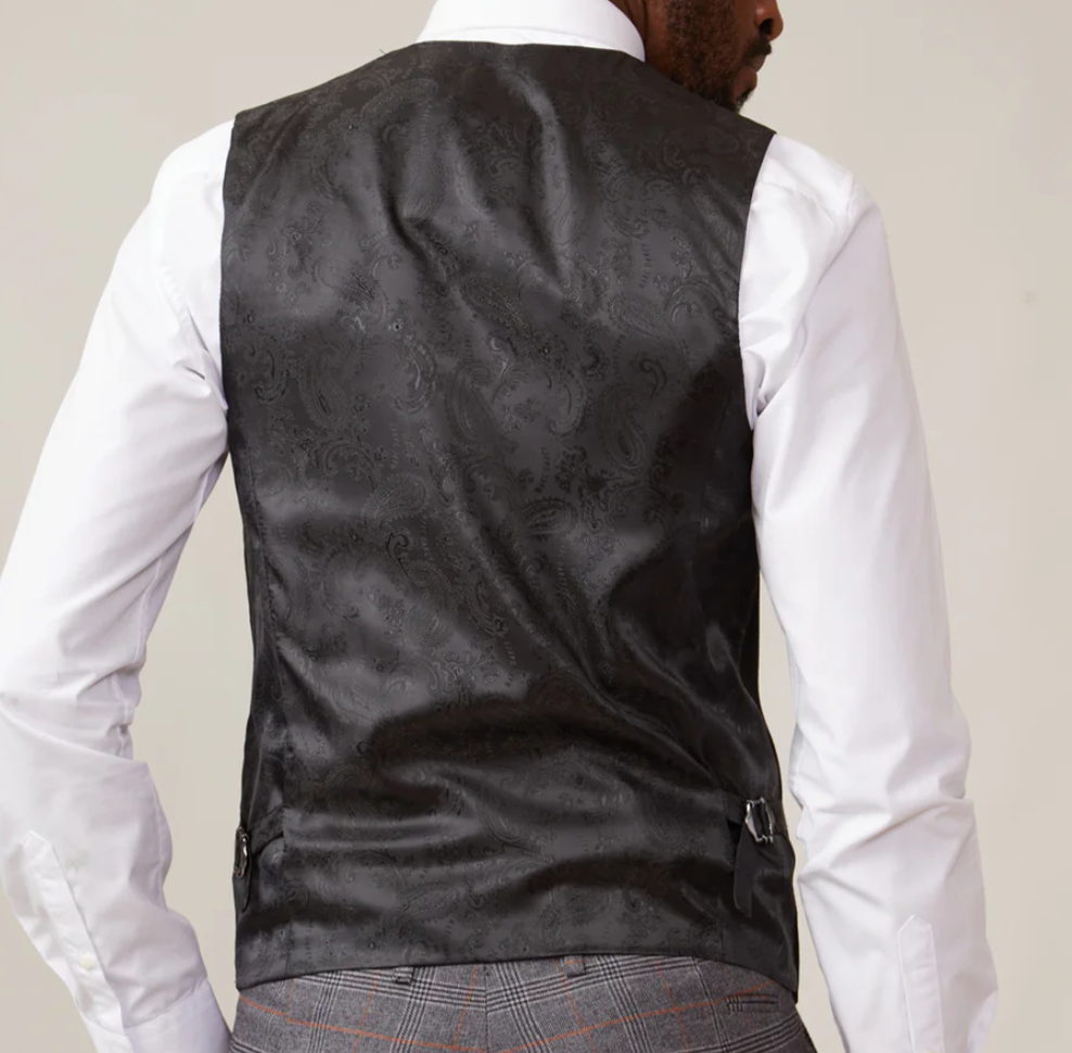 Marc Darcy Kelvin Double Breasted Waistcoat in Black