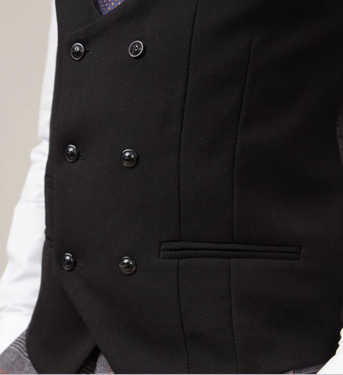 Marc Darcy Kelvin Double Breasted Waistcoat in Black