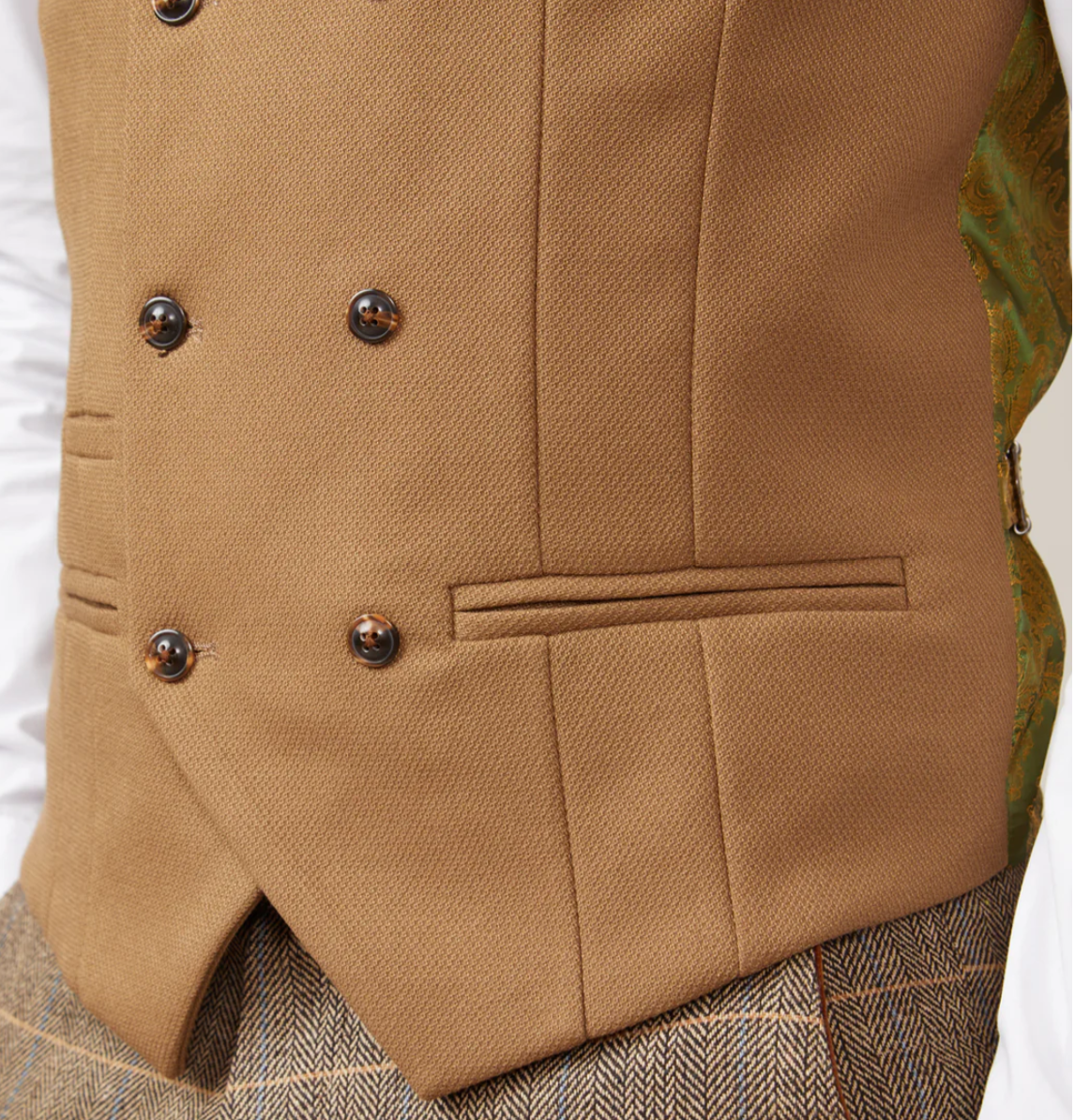 Marc Darcy Kelvin Double Breasted Waistcoat in Oak