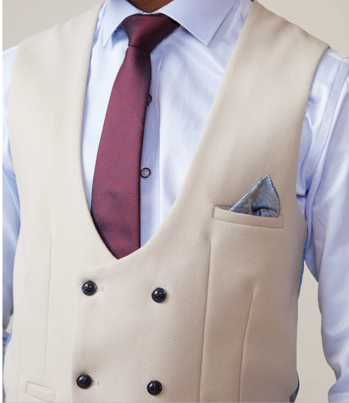Marc Darcy Kelvin Double Breasted Waistcoat in Stone
