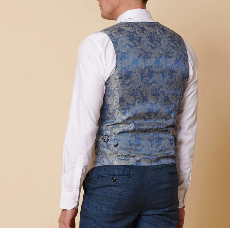 Marc Darcy Kelvin Single Breasted Waistcoat in Sky