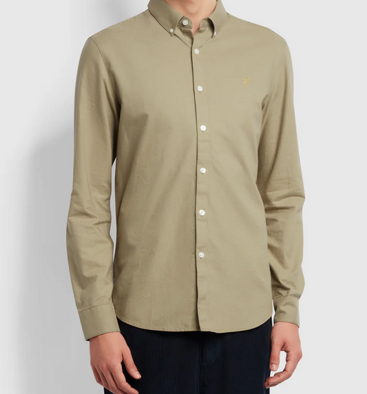 Farah Brewer Long Sleeve Shirt in Straw Beige