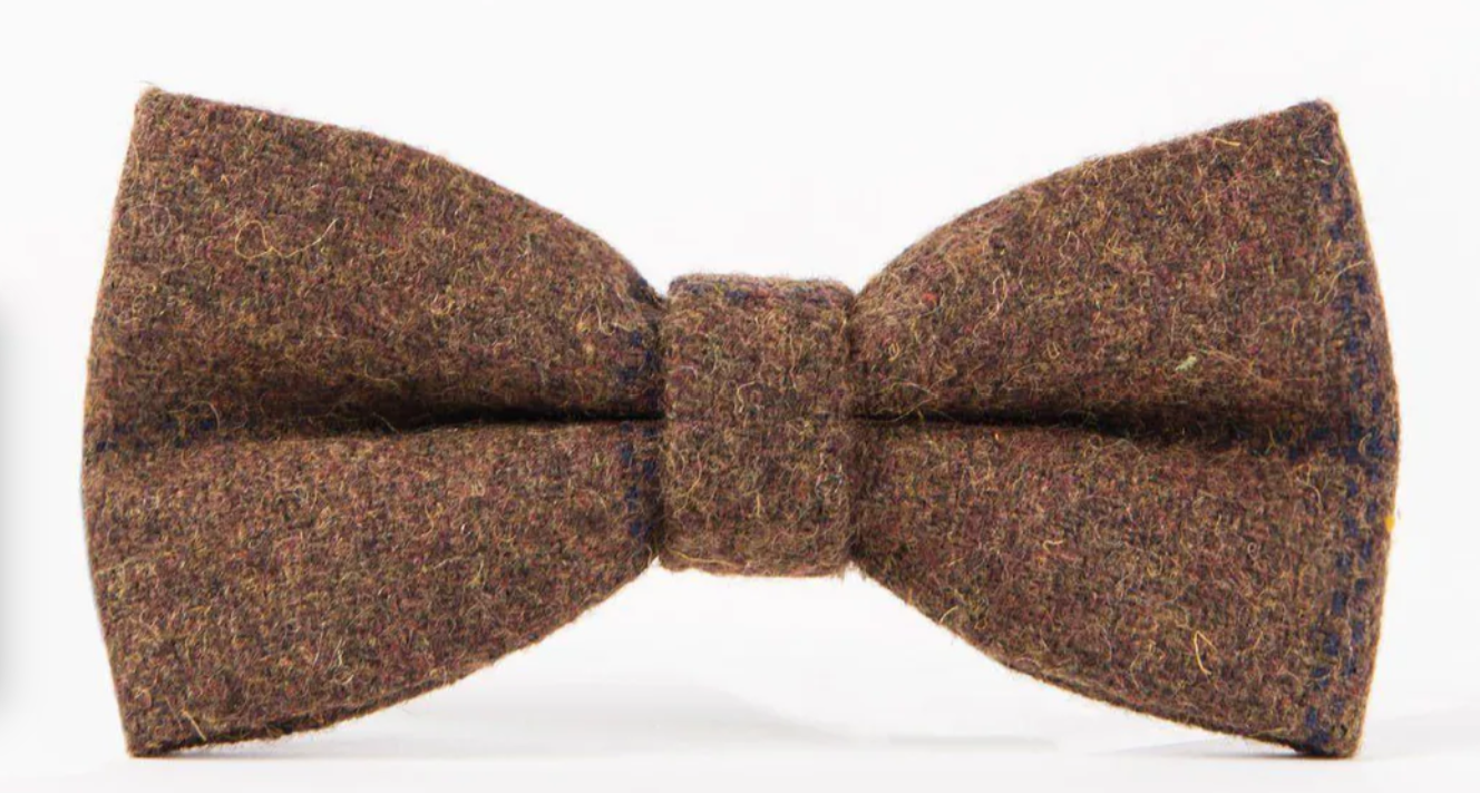 Marc Darcy Brown/Navy Checked Tweed Bow tie