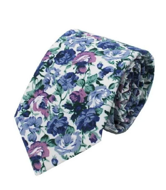 L A Smith Blue Floral Tie