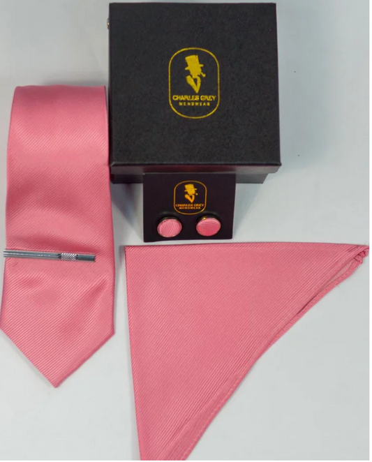 Charles Grey Pink Tie Set