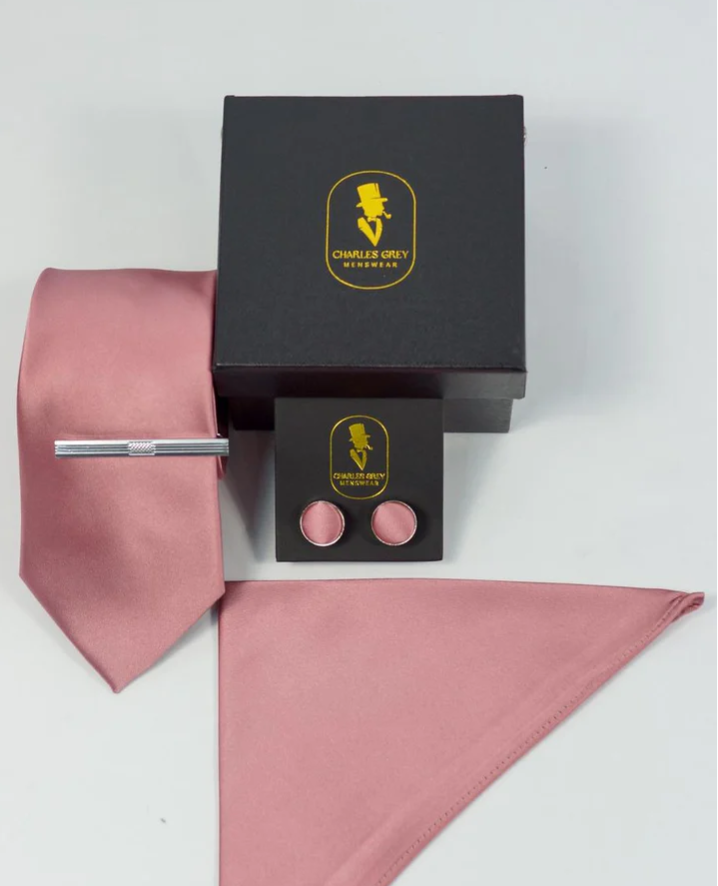 Charles Grey Rose Pink Tie Set