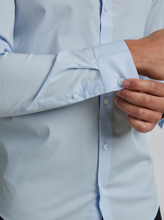 Casual Friday Palle Slim Fit Long Sleeve Pale Blue Shirt