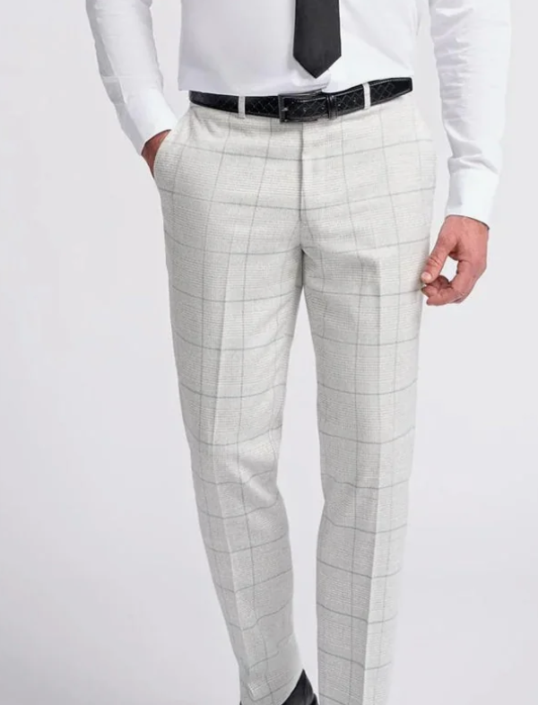 Cavani Radhika Light Grey Check Trousers