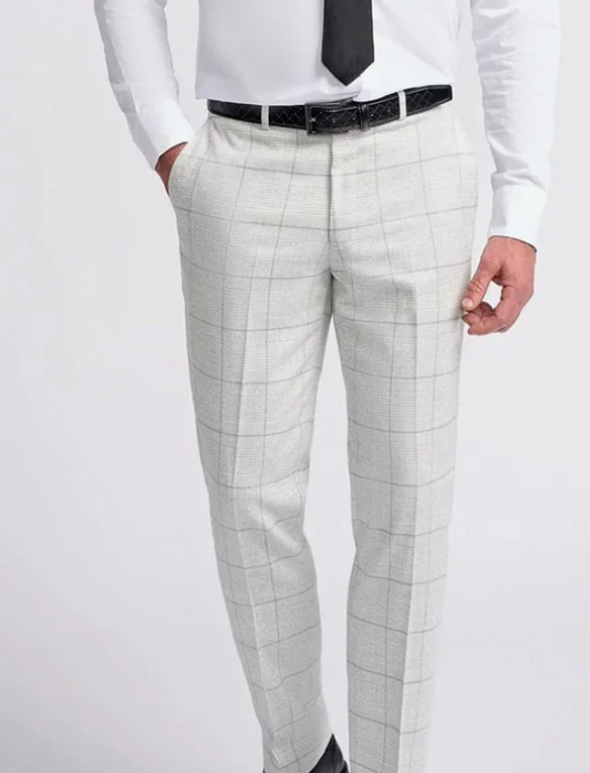 Cavani Radhika Light Grey Check Trousers