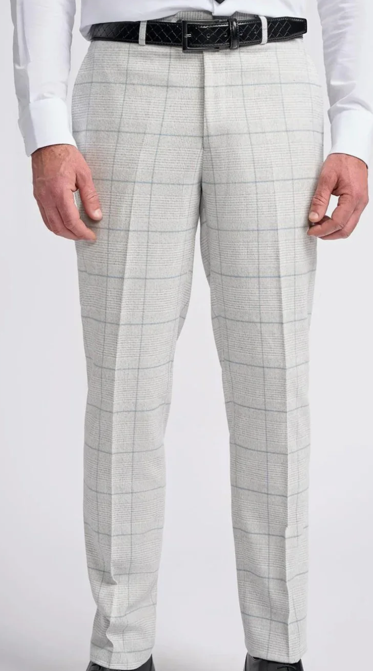 Cavani Radhika Light Grey Check Trousers
