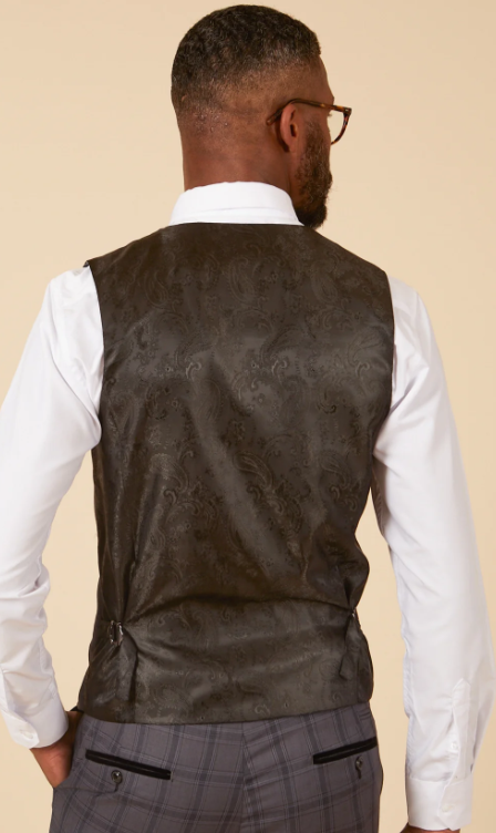 Marc Darcy Jose Grey Check Waistcoat