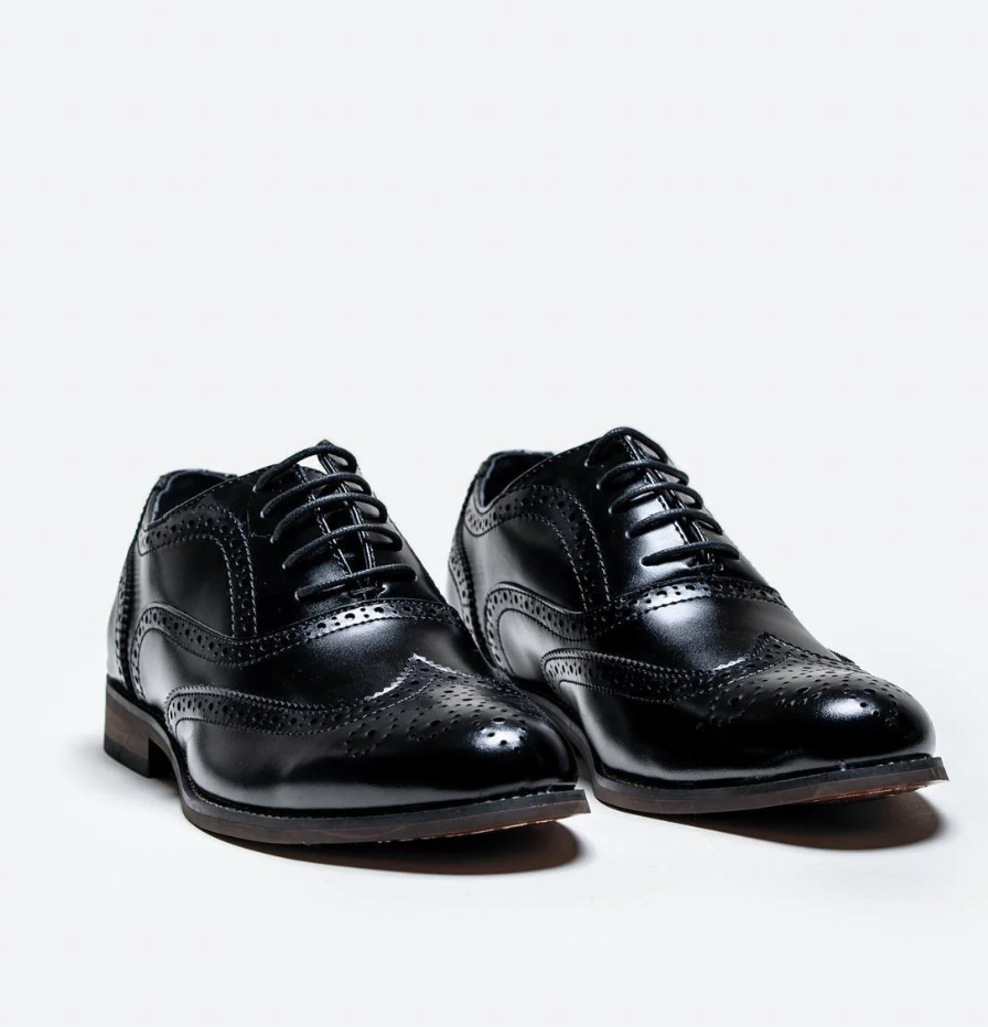 Cavani Clark Black Brogue Shoes