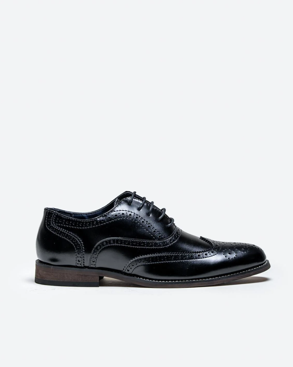 Cavani Clark Black Brogue Shoes