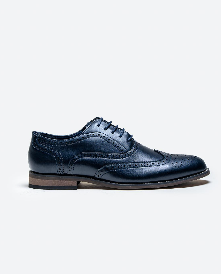 Cavani Clark Navy Brogue Shoes