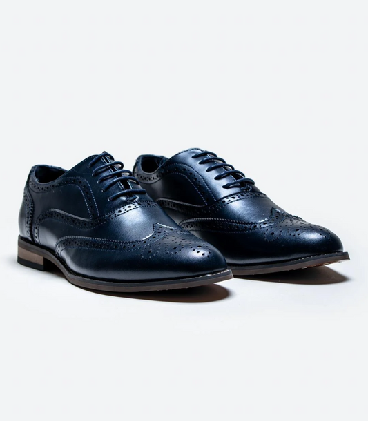 Cavani Clark Navy Brogue Shoes