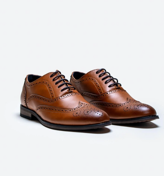 Cavani Clark Tan Brogue Shoes
