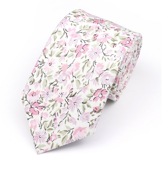 Jenson Samuel Soft pink floral cotton classic tie