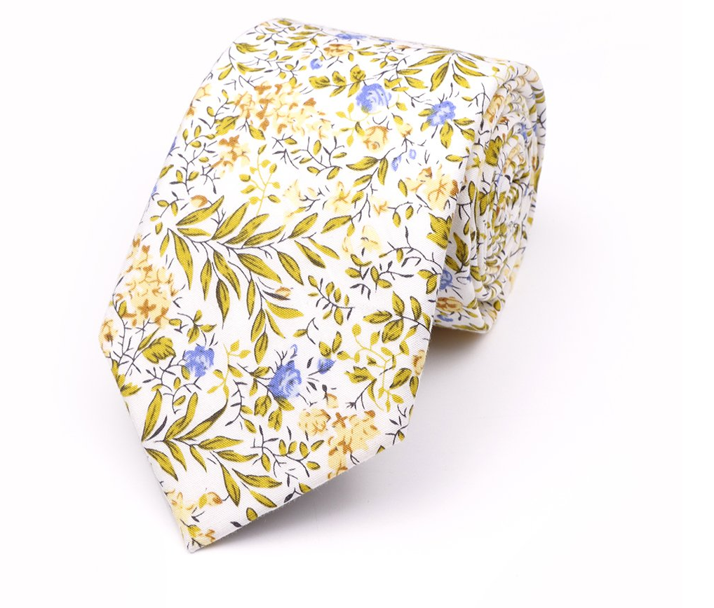 Jenson Samuel Yellow floral cotton classic tie