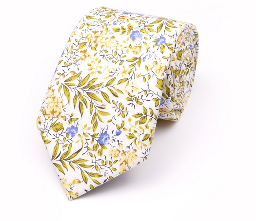 Jenson Samuel Yellow floral cotton classic tie
