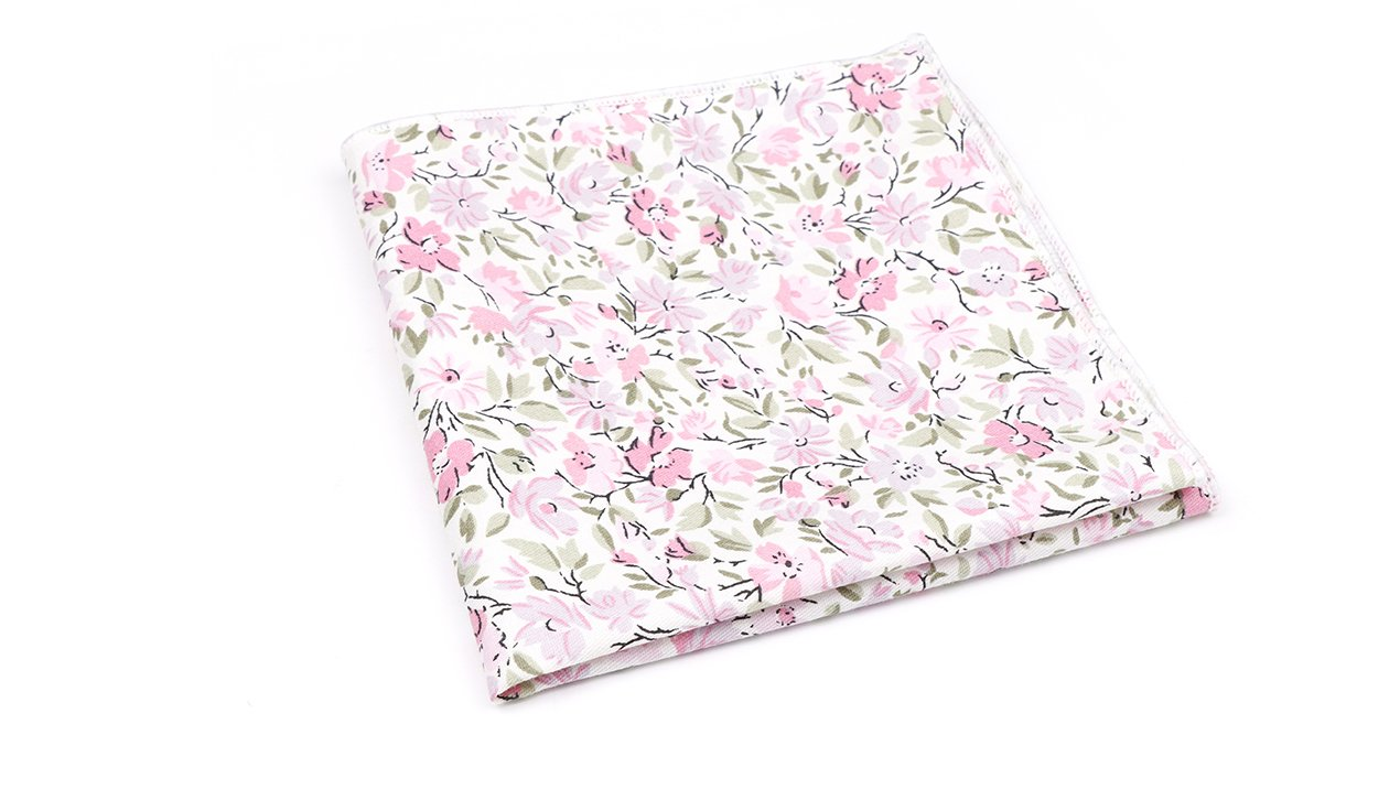 Jenson Samuel Soft pink floral cotton classic pocket square