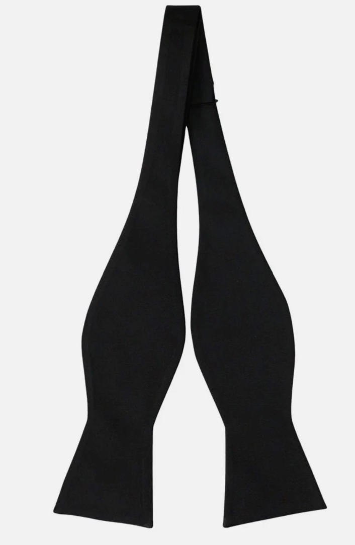 Squires Plain Black Self Tie Bow Tie