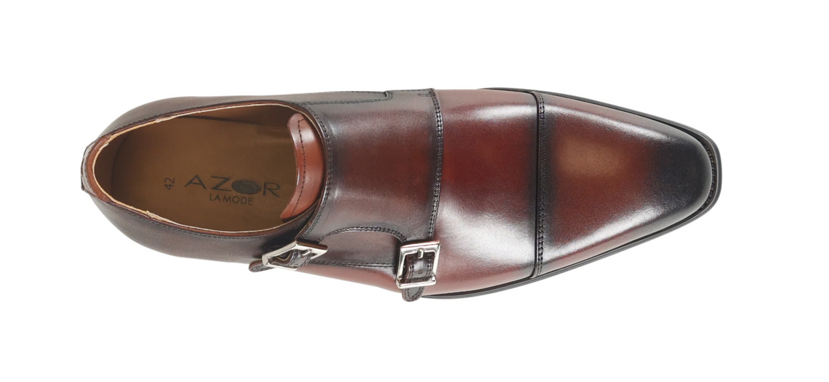 Azor Lombardy Dark Brown Leather Monk shoes
