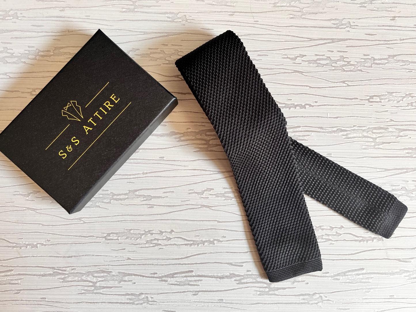 S&S Attire Knitted Tie Black