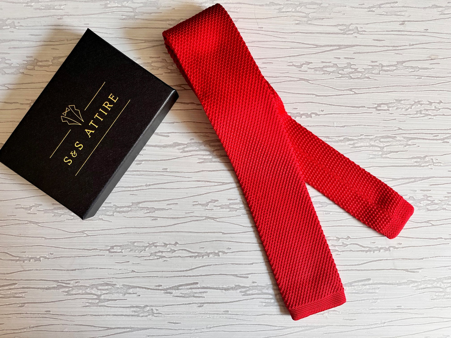 S&S Attire Knitted Tie Hot Red