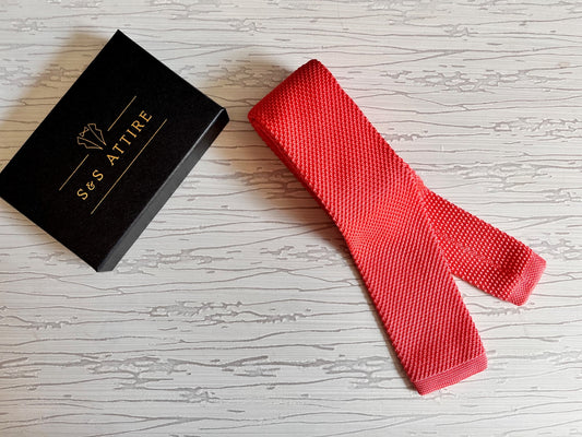 S&S Attire Knitted Tie Coral