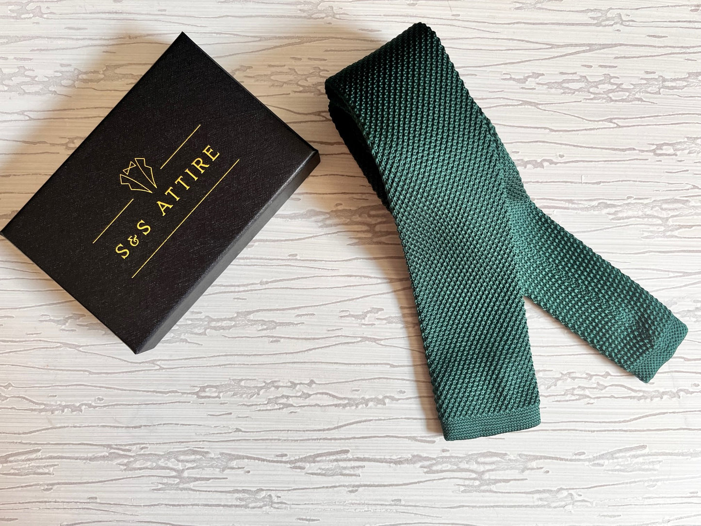 S&S Attire Knitted Tie Forrest Green
