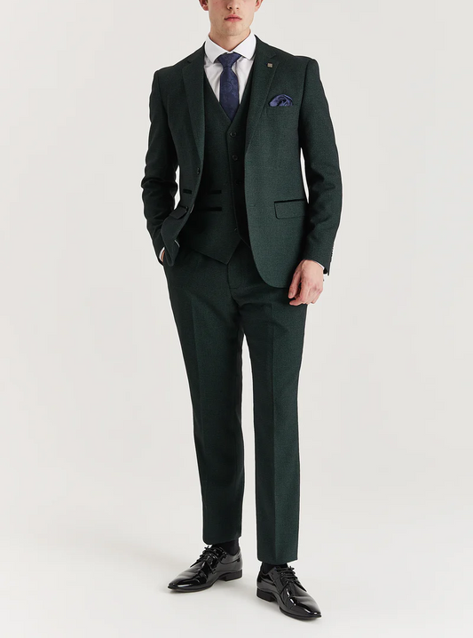 Paul Andrew Regent Olive Check 3 Piece Suit