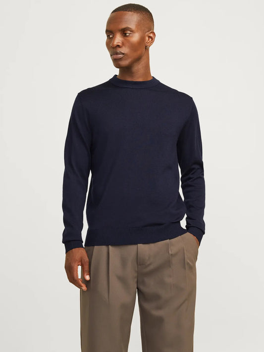 Jack & Jones Navy Milano Knit Crew Neck