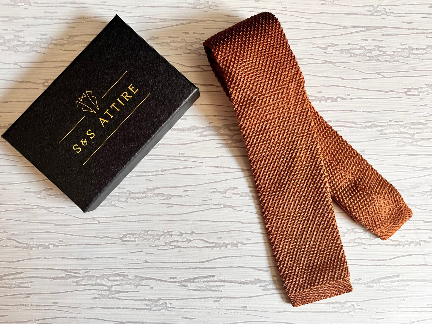 S&S Attire Knitted Tie Rust