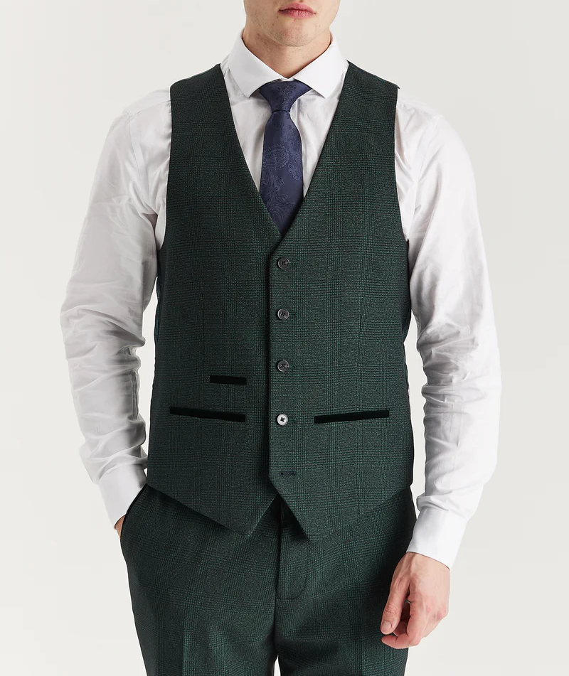 Paul Andrew Regent Olive Check 3 Piece Suit