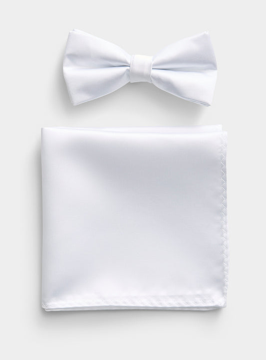 Squires White Satin Bow Tie set