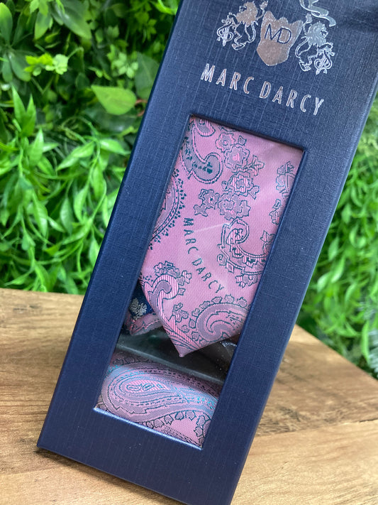 Marc Darcy Paisley Pink Tie Set