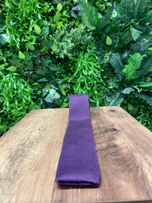 L.A.Smith Cadbury purple knitted tie