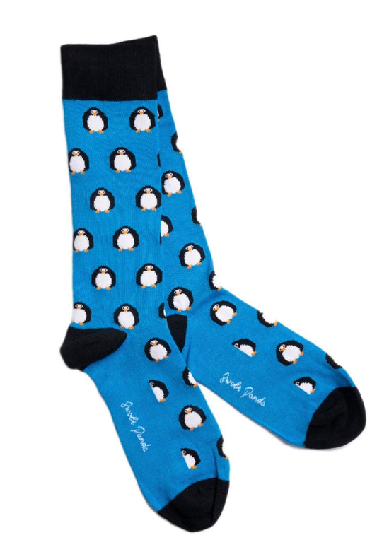 Navy Heel Penguin Socks by Swole Panda
